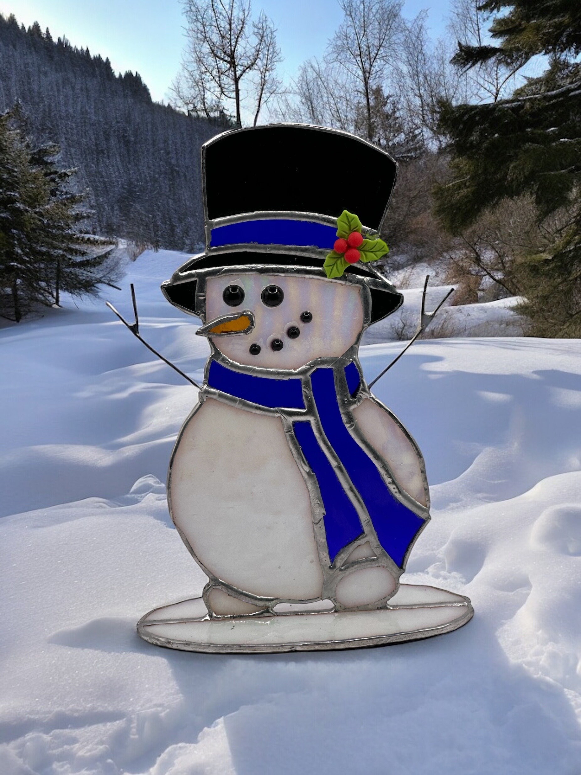 New 3D Stained Glass Snowman Holiday Decor - Etsy