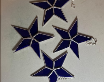 Set of Four Stained Glass Star Ornaments-Unique Handmade Gift