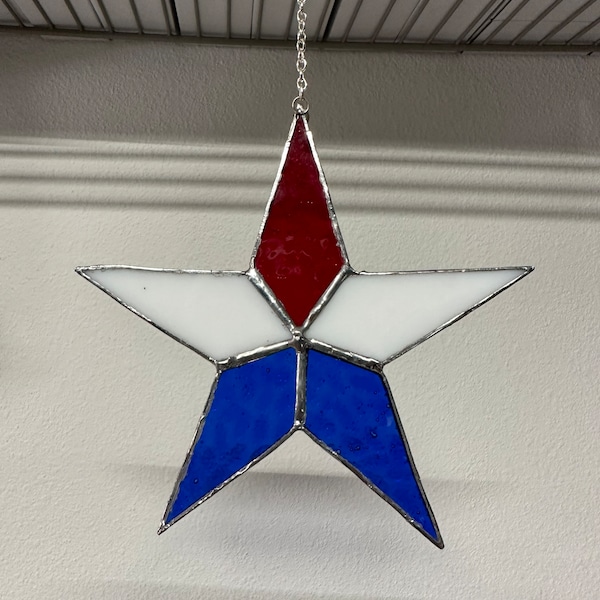 Red, White and Blue Stained Glass Star