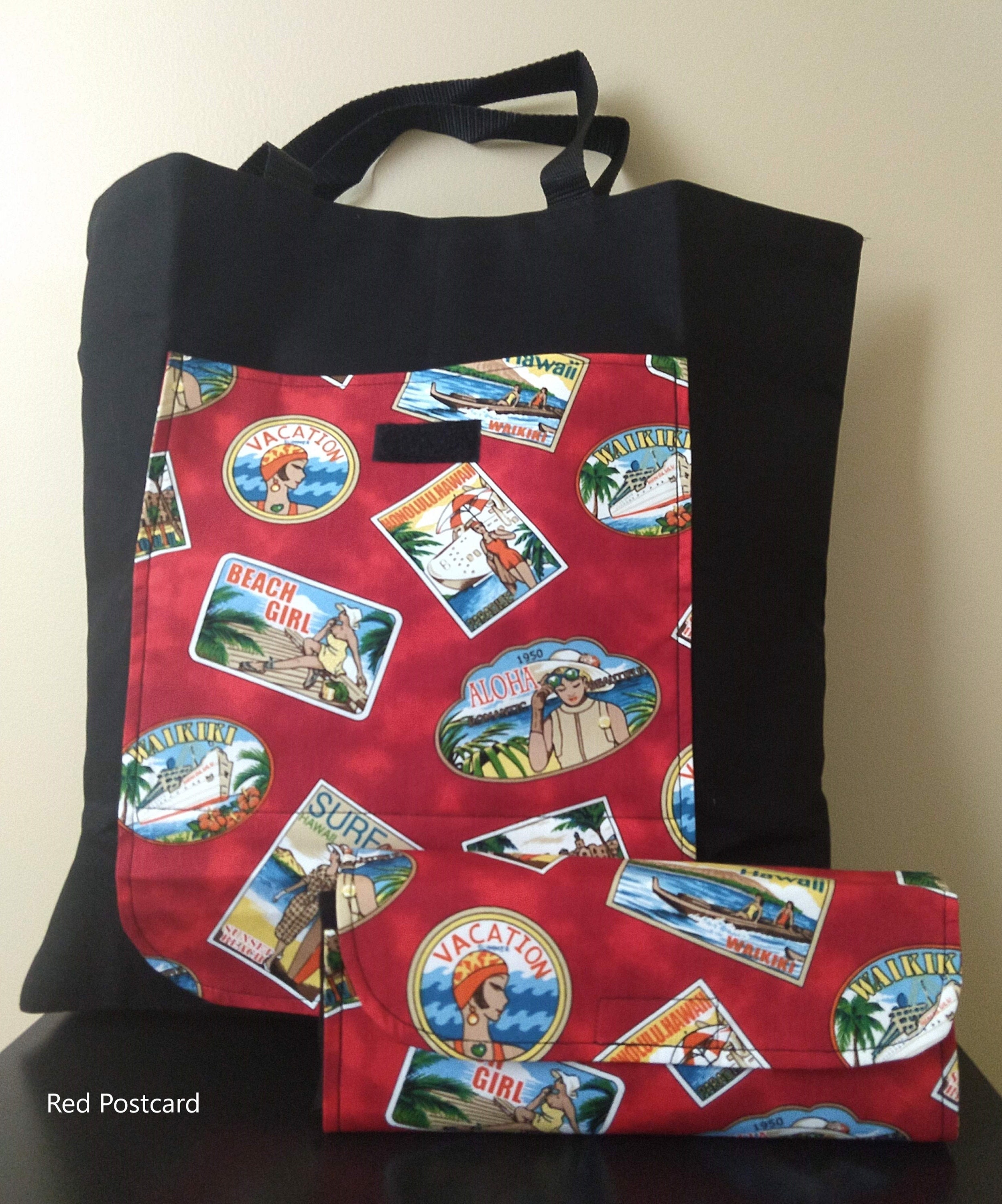 Hawaii Tote Bag: Black Canvas With Tropical Print Made in - Etsy UK