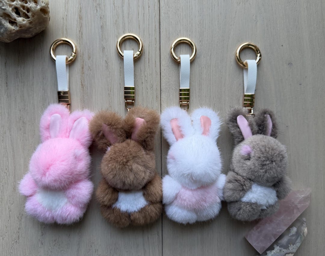 Real Mink Fur Bunny Rabbit Keychain - Etsy
