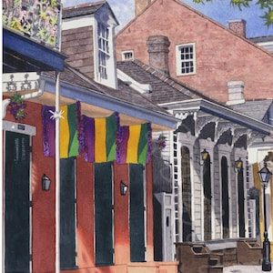 French Quarter Colors, matted giclée print of watercolor, New Orleans