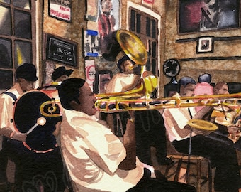 Preservation Hall, Print: Matted Watercolor Giclée, New Orleans