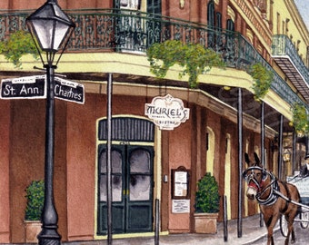Muriels Jackson Square Bistro, Print: Matted Watercolor Giclée, New Orleans