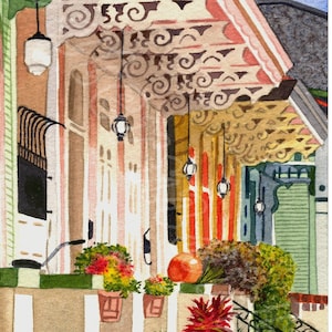 Bywater houses, giclée print of watercolor, New Orleans
