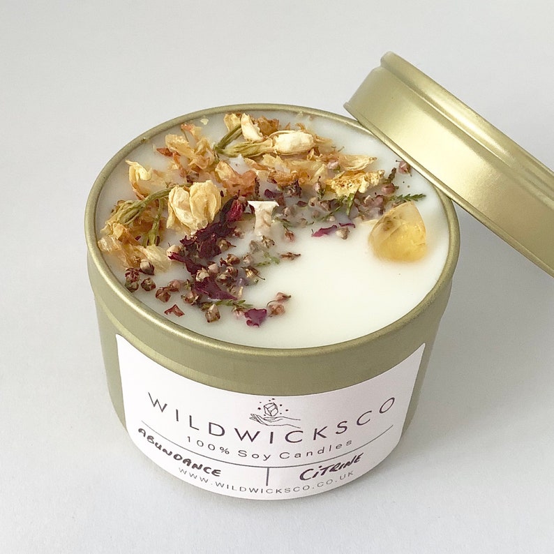 ABUNDANCE / CITRINE / Prosperity Candle / Reiki Candle / Etsy