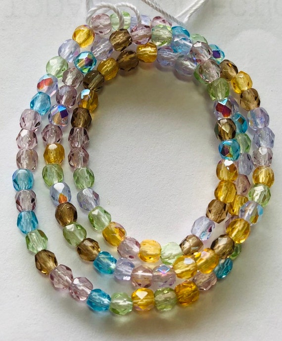 Jewellery Making Czech 6mm Firepolish Yellow Faceted Round Beads x50