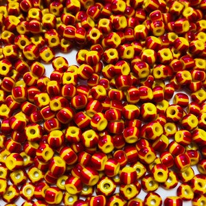 Czech 4/0 Yellow Red & Brown Stripped Seed Beads Loose Seed Beads by Lillian Todaro Bead Supplies Lillian Todaro "BeadArtKits"