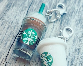 Progress Keeper Starbucks, Gift for Knitters, Crochet Coffee Cup Charm, Polymer Clay Charm, Stitch Marker, Coffee Lover, Knitting Accessory