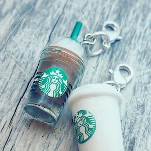 Progress Keeper Starbucks, Gift for Knitters, Crochet Coffee Cup Charm, Polymer Clay Charm, Stitch Marker, Coffee Lover, Knitting Accessory