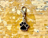 Black and Gold Paw Print Charm, Dog Pawprint Zipper Pull, Cat Paw, Progress Keeper, Stitch Marker Animal Print, Knit Notion