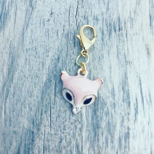 Pink Fox Charm Progress Marker, Gift for Knitters, Yarn Accessories, Knitting Ideas Notions image 2