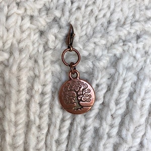 Copper Tree of Life TierraCast Progress Keeper, Zipper Pull, Gift for Knitters, Yarn Jewelry, Knitting Crochet Accessories, Stitch Marker image 6