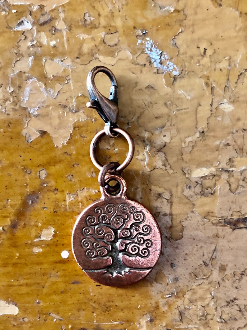 Tree of Life TierraCast Copper Progress Marker, Copper Zipper Pull, Knitting Crochet Accessories, Stitch Holder, Yarn Jewelry image 3