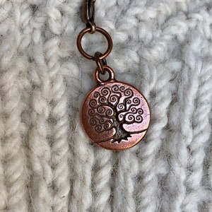 Copper Tree of Life TierraCast Progress Keeper, Zipper Pull, Gift for Knitters, Yarn Jewelry, Knitting Crochet Accessories, Stitch Marker image 5