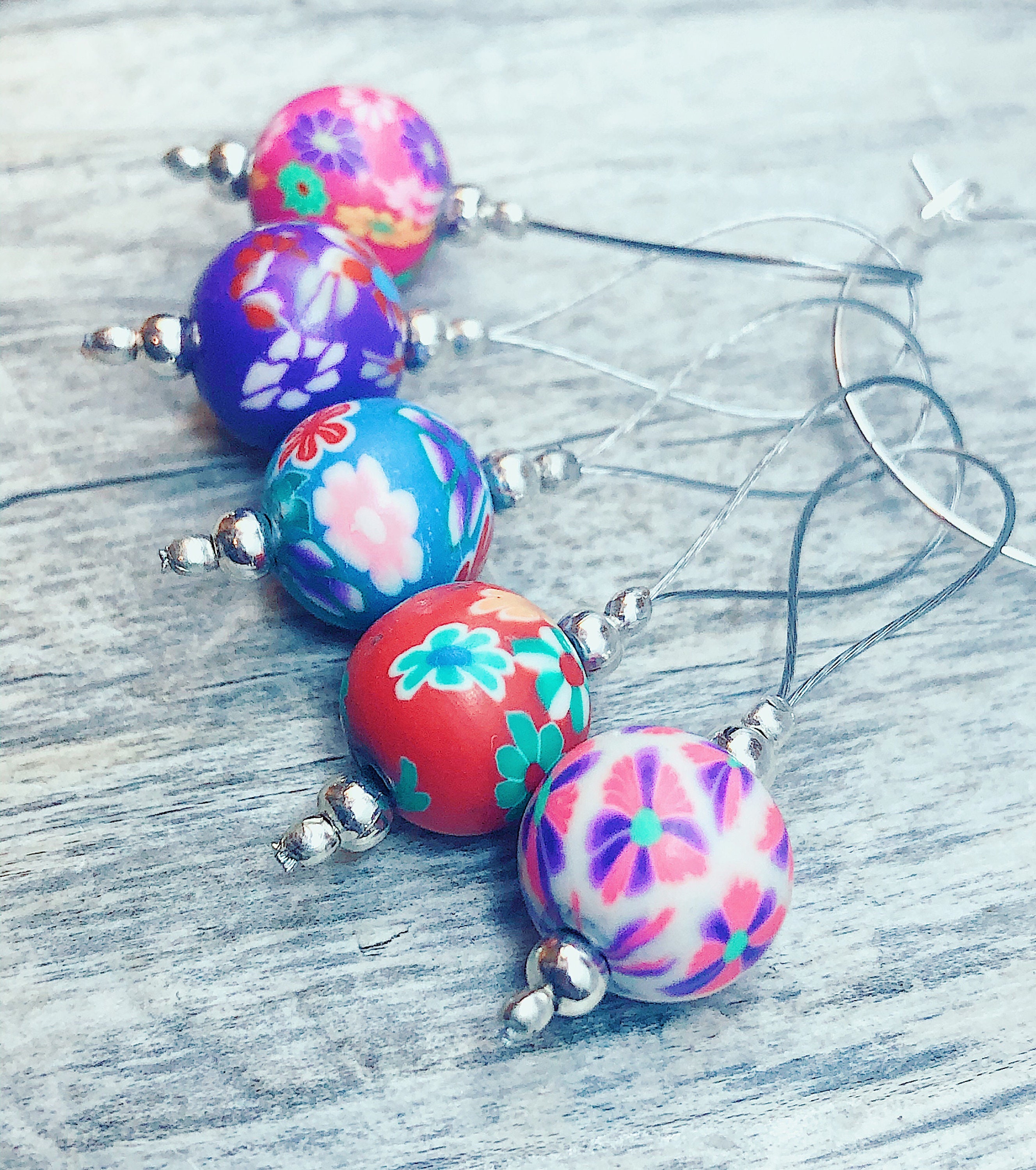 Stitch Markers Round Polymer Clay Beads with Bright Color Etsy