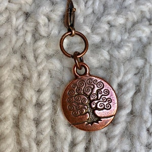 Copper Tree of Life TierraCast Progress Keeper, Zipper Pull, Gift for Knitters, Yarn Jewelry, Knitting Crochet Accessories, Stitch Marker image 4