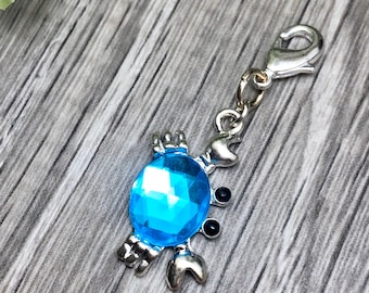 Blue Crab Progress Keeper, Knitting Stitch Marker