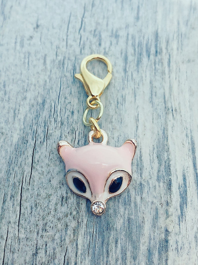 Pink Fox Charm Progress Marker, Gift for Knitters, Yarn Accessories, Knitting Ideas Notions image 4