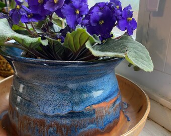 Pot violet en céramique avec insert - Grand pot violet