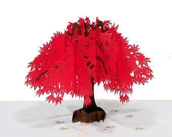 Red Maple Tree 3D Pop Up Card