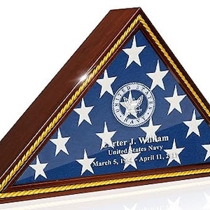 Personalized Flag Case Elegant Flag Case For Burial Flag Durable Wooden Flag Holder With Clear Glass Front Memorial Flag Display Case image 5