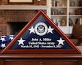 Personalized Military Flag Case, US Army Navy Burial Flag Box, Custom Veteran Display