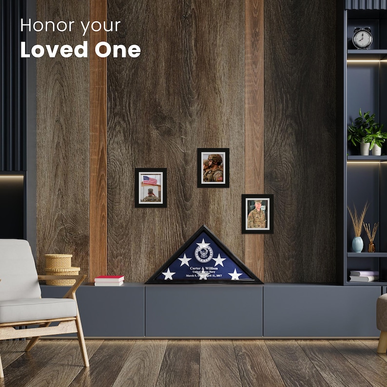 Personalized Veteran Flag Display Case | Solid Wood Burial Flag Holder ...