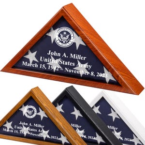 Personalized Veteran Flag Display Case Solid Wood Burial Flag Case 5x9.5 Laser Engraved Military Memorial Box | American Flag Holder Gift