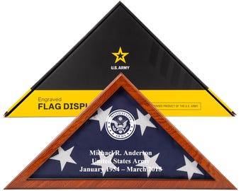 Official U.S. Army Licensed Flag Display Case – Solid Wood Memorial – Personalized Veteran Gift – Burial Flag Frame 5x9.5