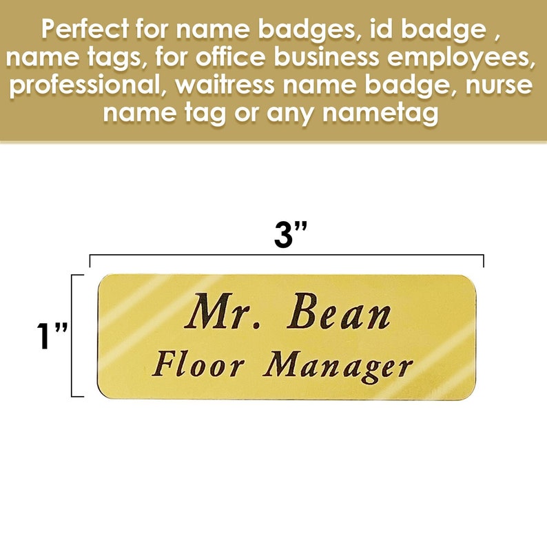 Custom Engraved Name Tag Badge for Business With Pin or Etsy