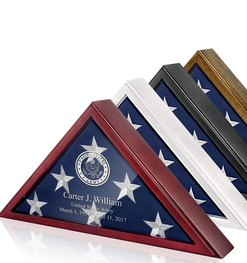 Personalized Flag Case Elegant Flag Case For Burial Flag Durable Wooden Flag Holder With Clear Glass Front Memorial Flag Display Case image 2