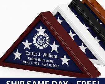 Vitrina personalizada con la bandera del ejército de EE. UU.: regalo conmemorativo para veteranos