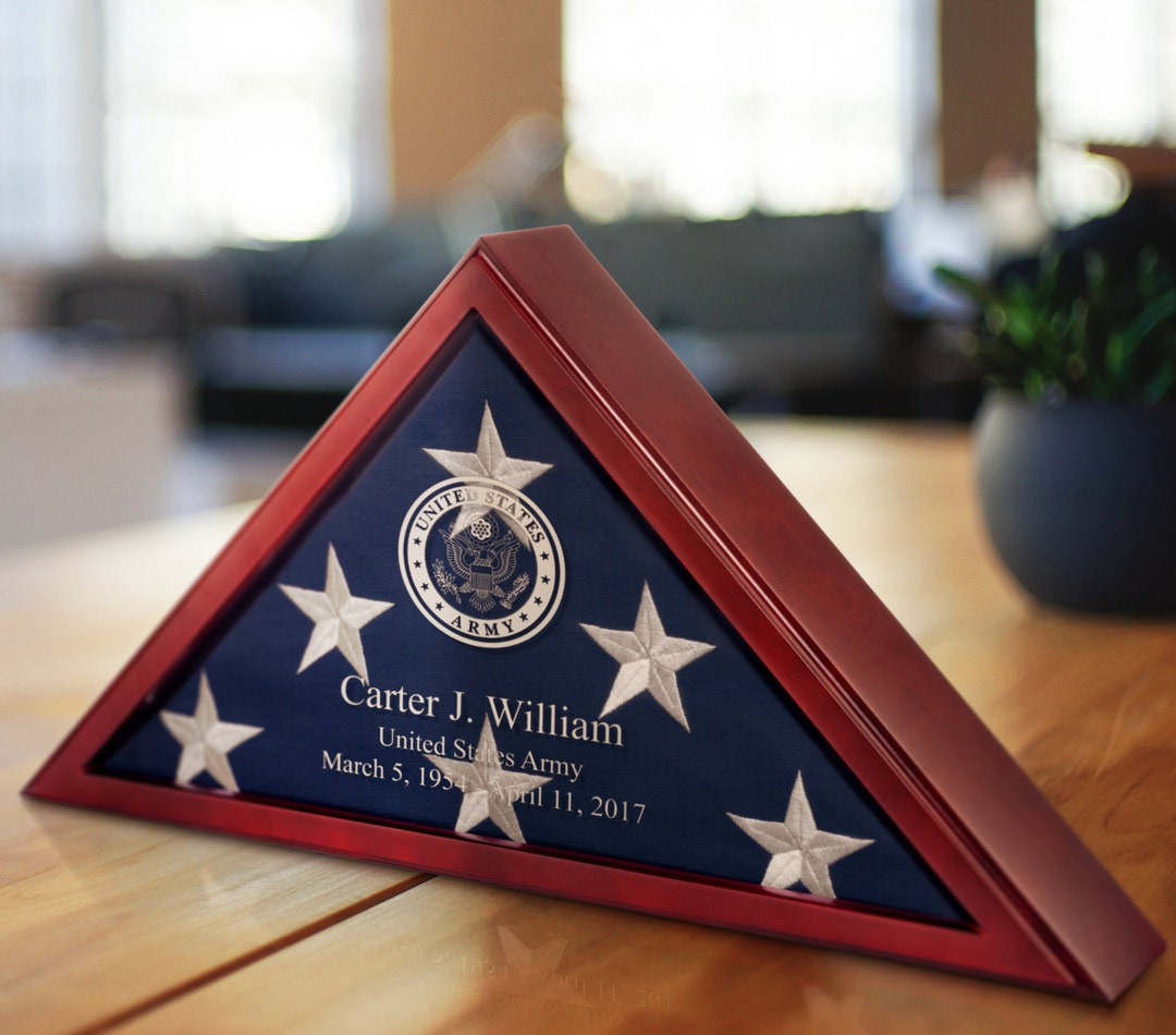 Personalized Memorial Flag Display Case for Burial and Presentation