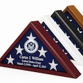 Personalized Burial Flag Display Case 5x9.5 – Solid Wood American Flag Holder – Laser Engraved Veteran Memorial Gift Box (Not Vinyl Stickers