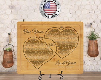 Personalized Wedding Vows Bamboo Cutting Board - Anniversary Gift