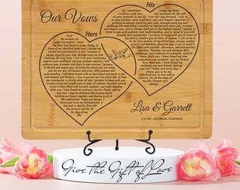 Engraved Wedding Vows Bamboo Cutting Board: Personalized Couples Gift