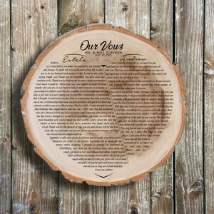 Wedding Vows, Engraved Heart Shape, Personalized Wedding, 5th, 10th Anniversary Gift 89 Old West Wood, Custom Design, Valentine Gifts image 5