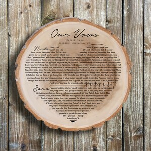 Wedding Vows, Engraved Heart Shape, Personalized Wedding, 5th, 10th Anniversary Gift 89 Old West Wood, Custom Design, Valentine Gifts image 6