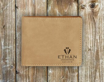 Personalized Groomsmen Leatherette Bifold Wallet / 5 Colour- Personalized leather Wallet, personalized wallet for men, father's day, for him