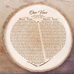 Wedding Vows, Engraved Heart Shape, Personalized Wedding, 5th, 10th Anniversary Gift 89 Old West Wood, Custom Design, Valentine Gifts Bigger Wood 10-11"