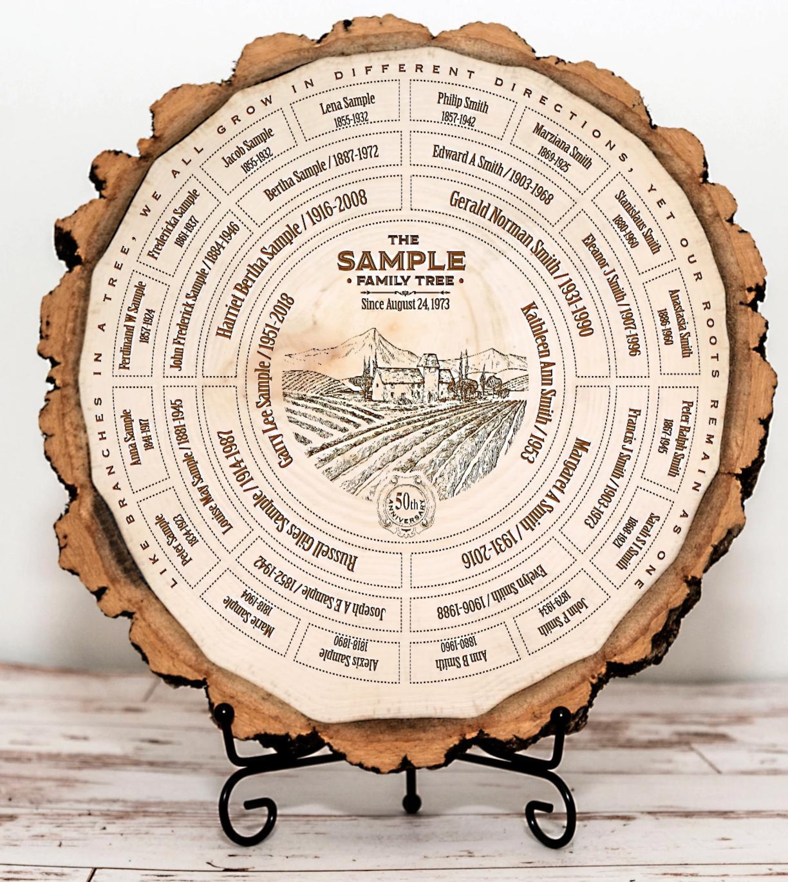 Rustic Family Tree Sign Rustic Family Tree Art on Wood, Engraved Personalized Genealogy Chart ...