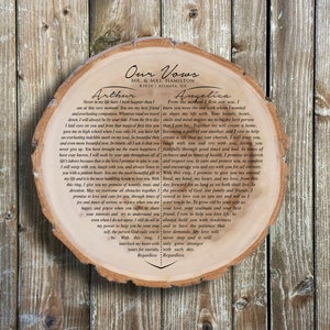 Wedding Vows, Engraved Heart Shape, Personalized Wedding, 5th, 10th Anniversary Gift 89 Old West Wood, Custom Design, Valentine Gifts image 4