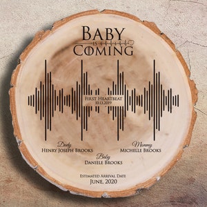 Engraved Heartbeat Sound Wave Wood Plaque: Personalized Ultrasound Picture Frame