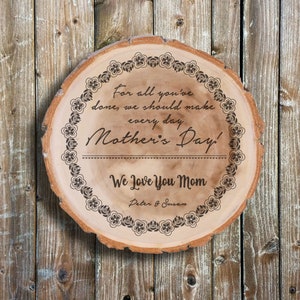 Personalized Mother's Day Gift, 9" Old West Log Wood Plaque, Engraved on Wood, Custom Design, Love You Mom, Wall Sign, Housewarming Gifts