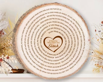 Personalized Engraved Wood Slice Plaque: Reasons Why I Love You