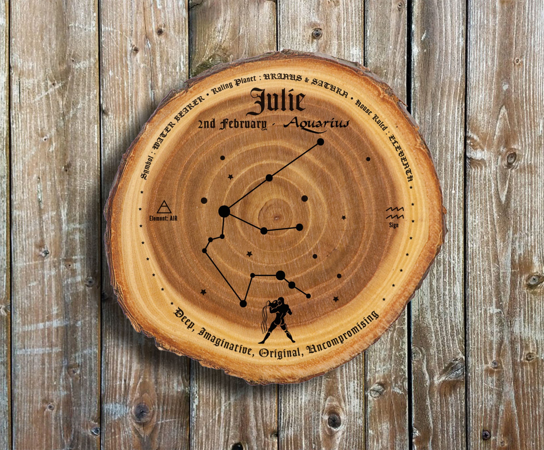 Personalized Zodiac Sign 9 Wood Slice Horoscope Star Etsy