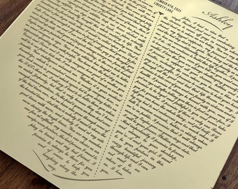 Engraved Wedding Vows on Gold Acrylic Mirror, Anniversary Gift