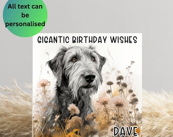 Personalizar: Tarjeta de cumpleaños del perro lobo irlandés