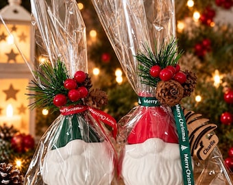 Personalised Christmas Santa Gnome Gift | Handmade Jesmonite Gnome | Christmas Money Holder | Chocolate Gift | Red or Green Santa